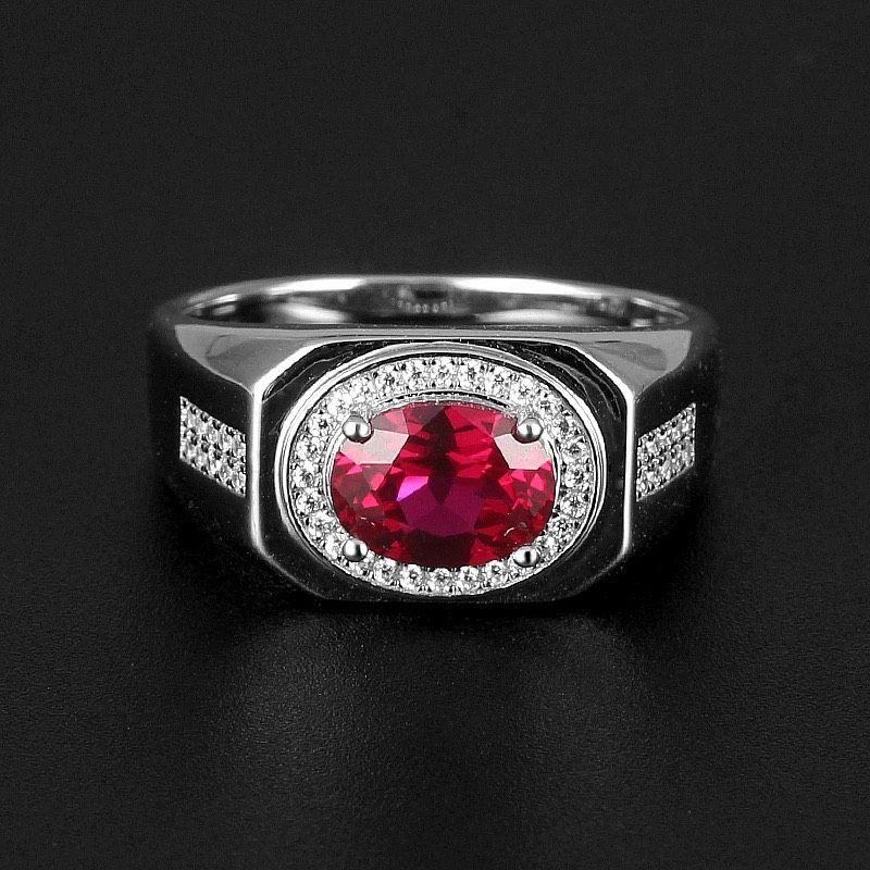  Nhẫn đính đá sang trọng Chất liệu đá ruby + bạc 925 