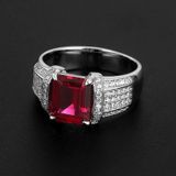  Nhẫn đính đá sang trọng Chất liệu đá ruby + bạc 925 