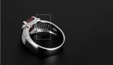  Nhẫn đính đá sang trọng Chất liệu đá ruby + bạc 925 
