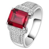  Nhẫn đính đá sang trọng Chất liệu đá ruby + bạc 925 