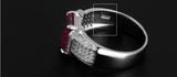  Nhẫn đính đá sang trọng Chất liệu đá ruby + bạc 925 