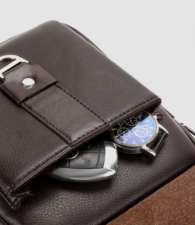  Túi đeo chéo nam cao cấp  Chất liệu da PU + lót polyester 