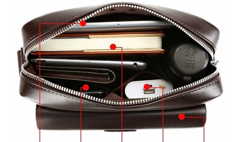  Túi đeo chéo nam cao cấp  Chất liệu da PU + lót polyester 