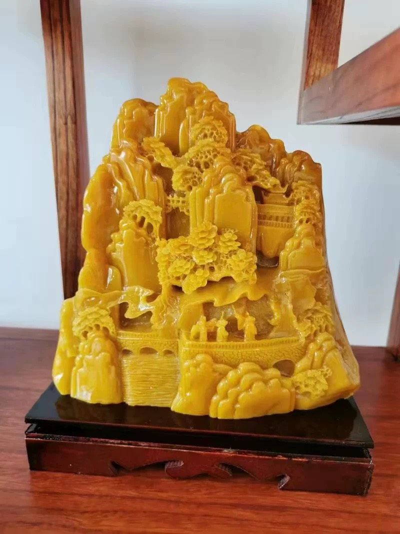  Ngọc khắc phong cảnh may mắn Chất liệu đá dâm bụt 