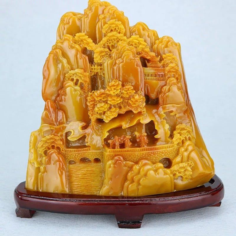  Ngọc khắc phong cảnh may mắn Chất liệu đá dâm bụt 