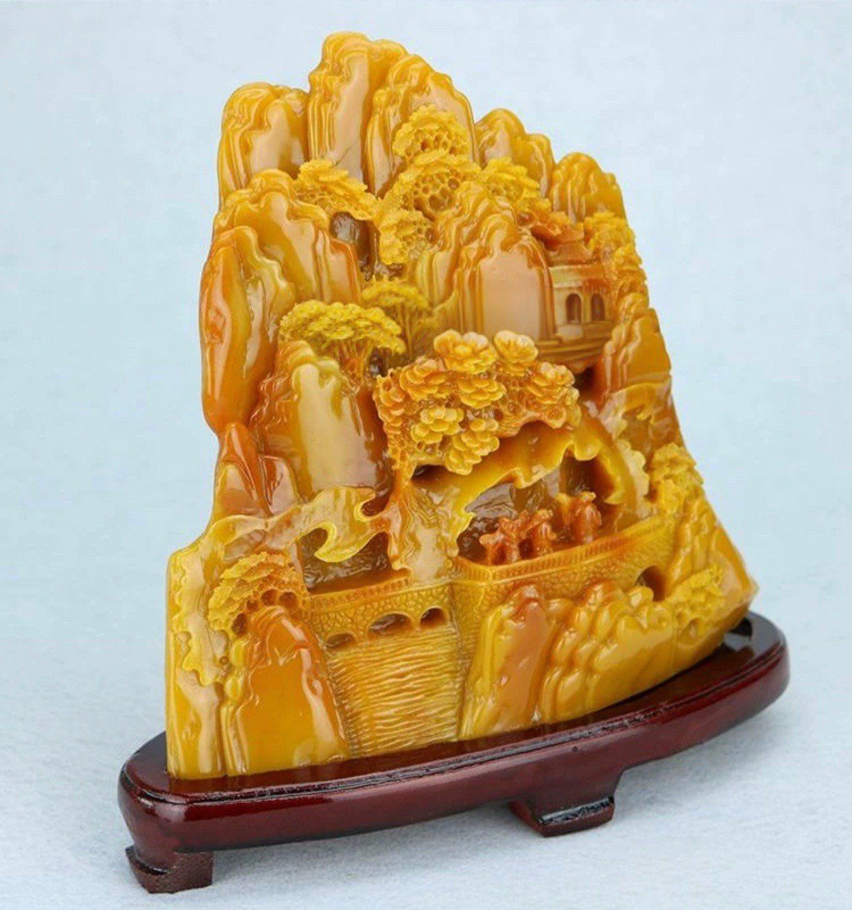  Ngọc khắc phong cảnh may mắn Chất liệu đá dâm bụt 