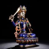  Tượng Phật Văn Thù cầm kiếm Chất liệu đồng + cloisonne 