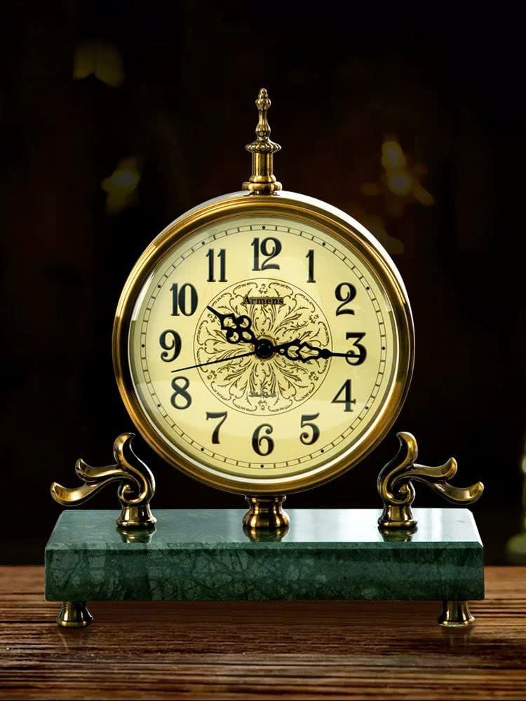  Đồng hồ để bàn trang trí chất liệu mạ đồng kim loại, đá cẩm thạch nhập khẩu 