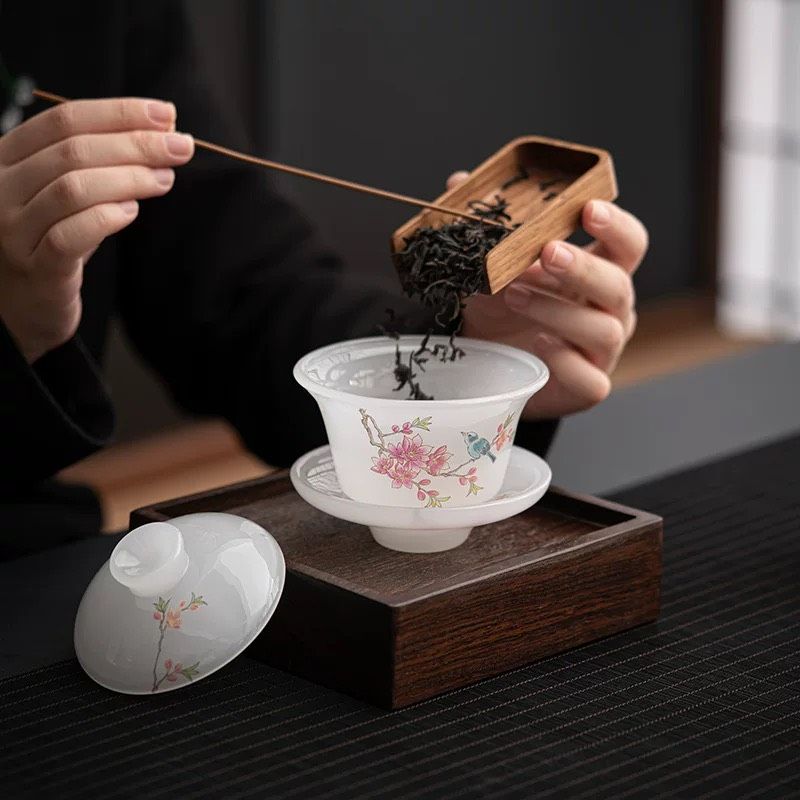  Bộ Ấm Chén Trà Sứ Ngọc Trắng Cao Cấp 
