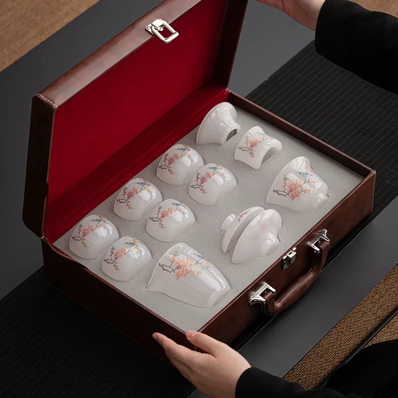  Bộ Ấm Chén Trà Sứ Ngọc Trắng Cao Cấp 