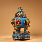  lư hương tai voi bằng đồng nguyên chất Cloisonné 