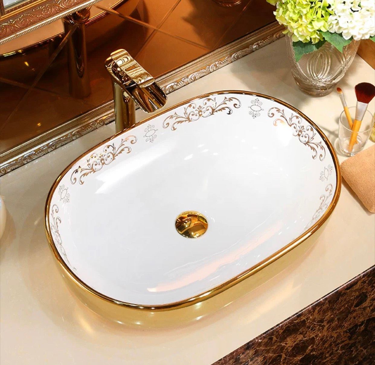  CHẬU RỬA MẶT VÀNG SANG TRỌNG BK-CE-005300-VN-0088 