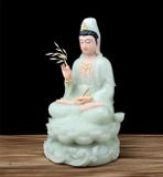  Tượng Phật Quan Âm Bồ Tát Ngọc Bích Dát Vàng BK-ST-00700-VN-0314 