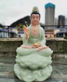  Tượng Phật Quan Âm Bồ Tát Ngọc Bích Dát Vàng BK-ST-00700-VN-0314 