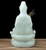  Tượng Phật Quan Âm Bồ Tát Ngọc Bích Dát Vàng BK-ST-00700-VN-0314 