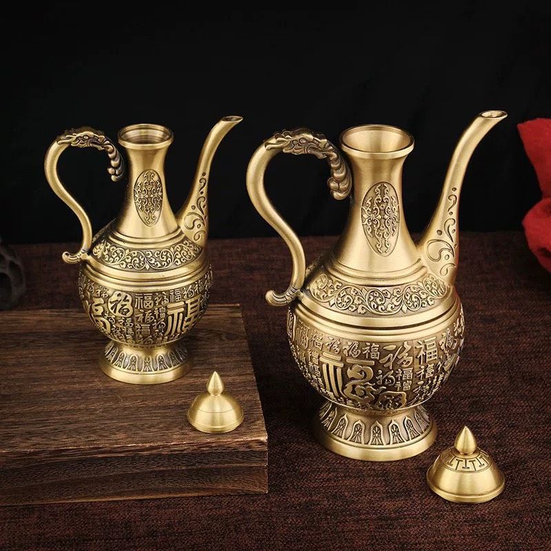  ẤM RƯỢU ĐỒNG CỔ TRANG TRÍ BK-ME-002300-VN-0419 