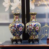  CẶP BÌNH HOA MẪU ĐƠN TRÁNG MEN CLOISONNÉ CAO CẤP BK-CE-001786-VN-0459 