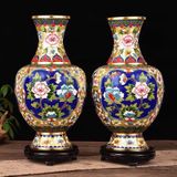  CẶP BÌNH HOA MẪU ĐƠN TRÁNG MEN CLOISONNÉ CAO CẤP BK-CE-001786-VN-0459 