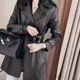  Áo da nữ phong cách đẳng cấp cổ vest BKFAVN-9012 