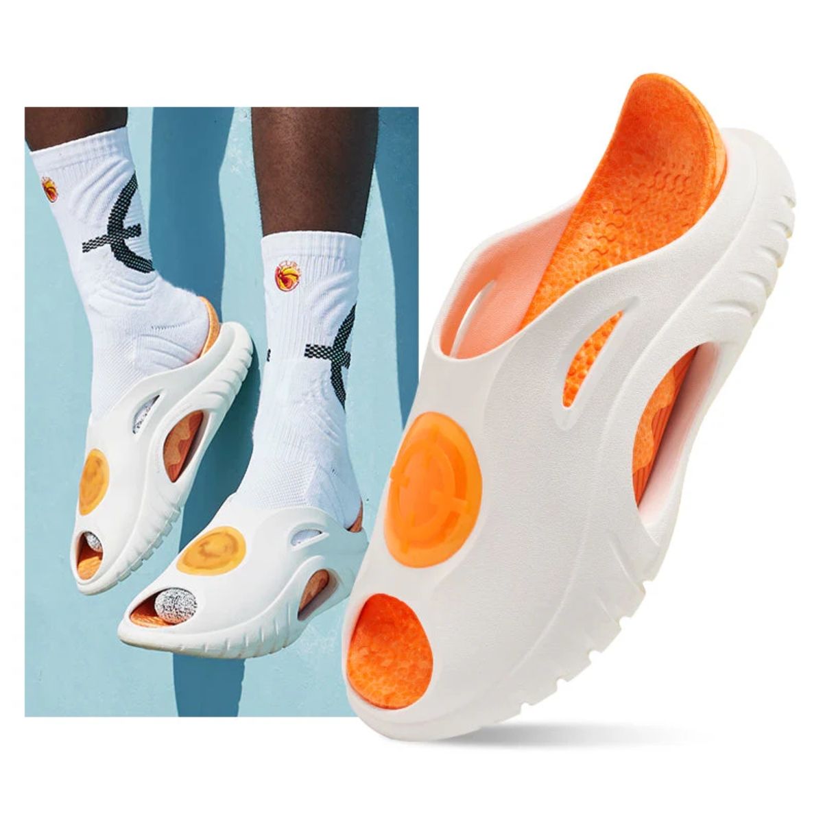  Dép Rigorer Shark Slipper 'White/Orange' (Pack without box) Z123260506-2 