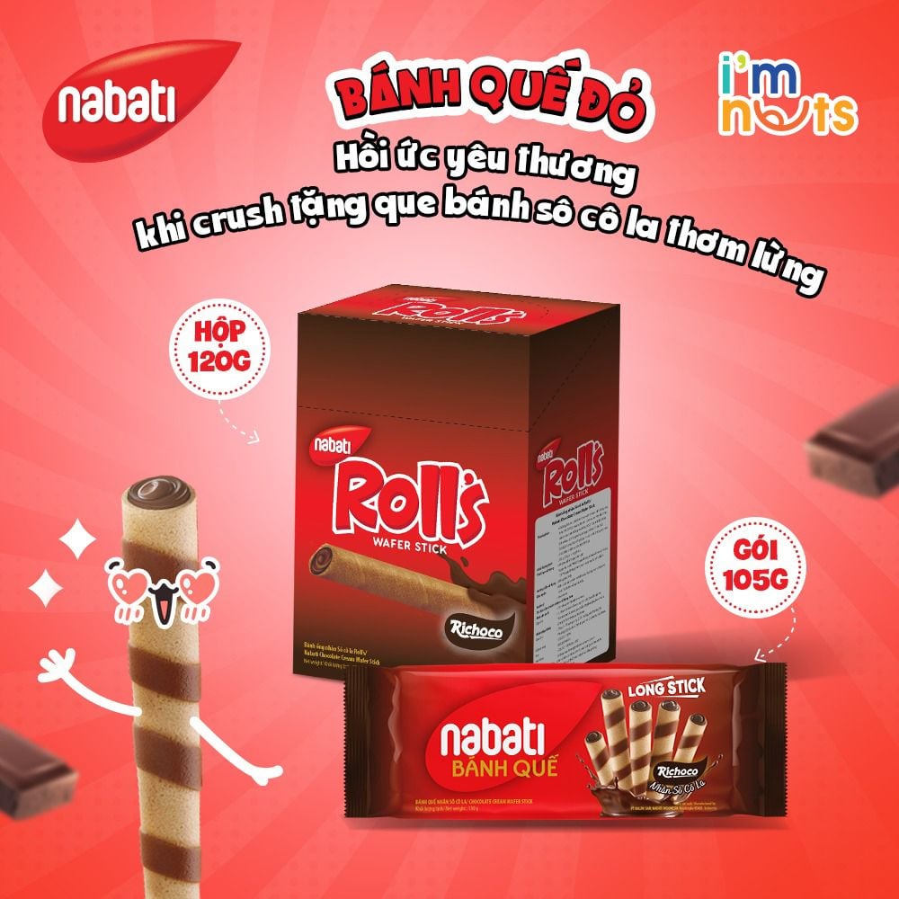 Bánh quế Nabati Long Stick đủ vị gói 105g – Bánh kẹo Ăn vặt ImNuts
