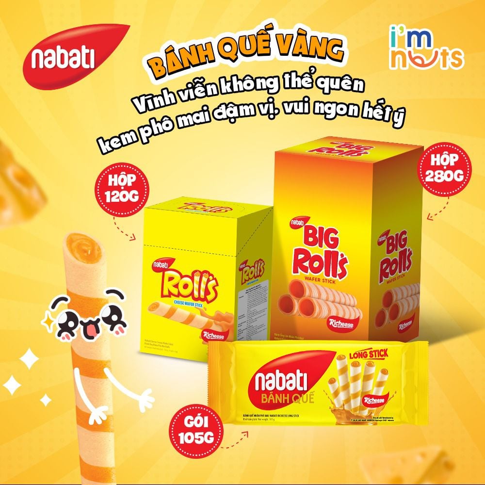 Bánh quế Nabati Long Stick đủ vị gói 105g – Bánh kẹo Ăn vặt ImNuts