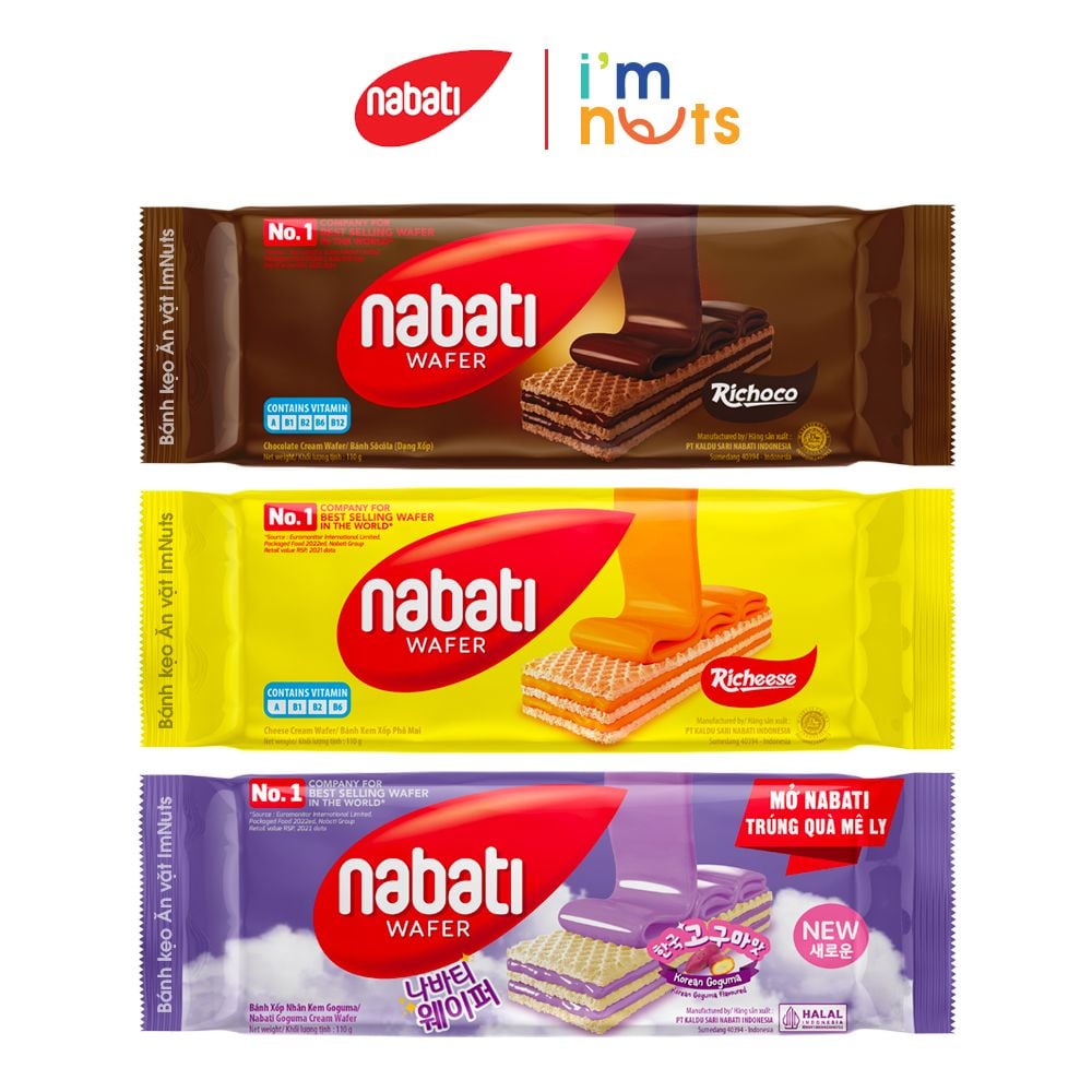 Bánh xốp nhân kem Nabati đủ vị gói 50g và 110g – Bánh kẹo Ăn vặt ImNuts