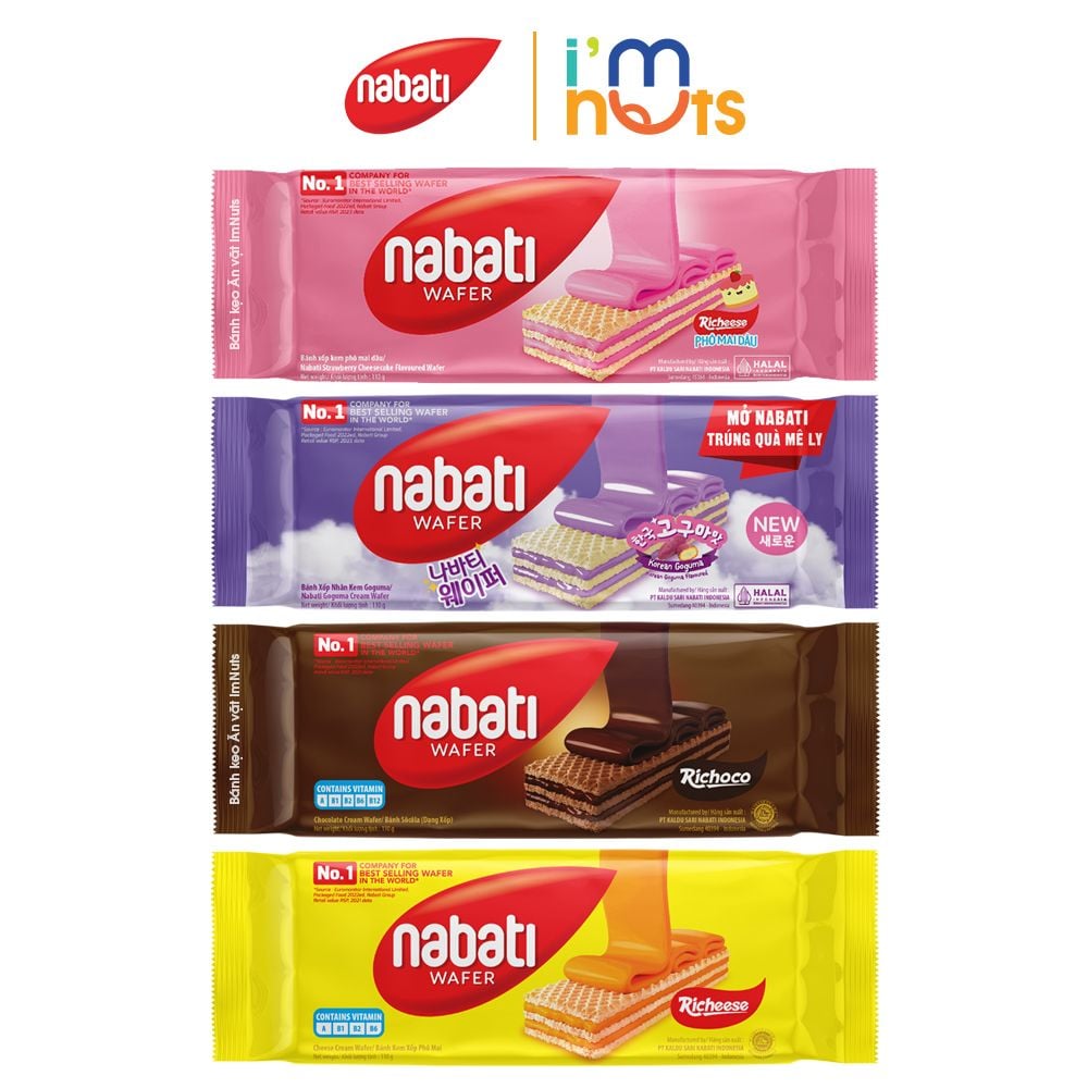 Bánh xốp nhân kem Nabati đủ vị gói 50g và 110g – Bánh kẹo Ăn vặt ImNuts