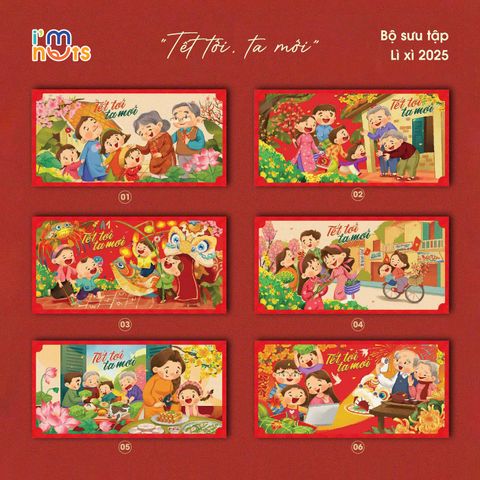  Set 6 Bao lì xì Tết 2025 chất liệu cao cấp - Bộ sưu tập Labubu - Tết mới ta mới và Tết trọn tình thân 