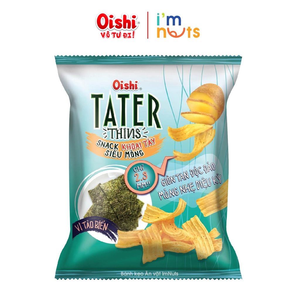 Snack Oishi Tater Thins Khoai Tây Sieu Mỏng Vị Tảo Biển 68G
