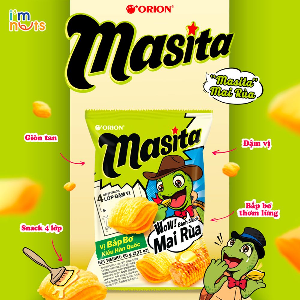 Bánh Snack Khoai Tây Mai Rùa 4 lớp Masita Orion Đủ Vị Gói Nhỏ Và Gói L ...