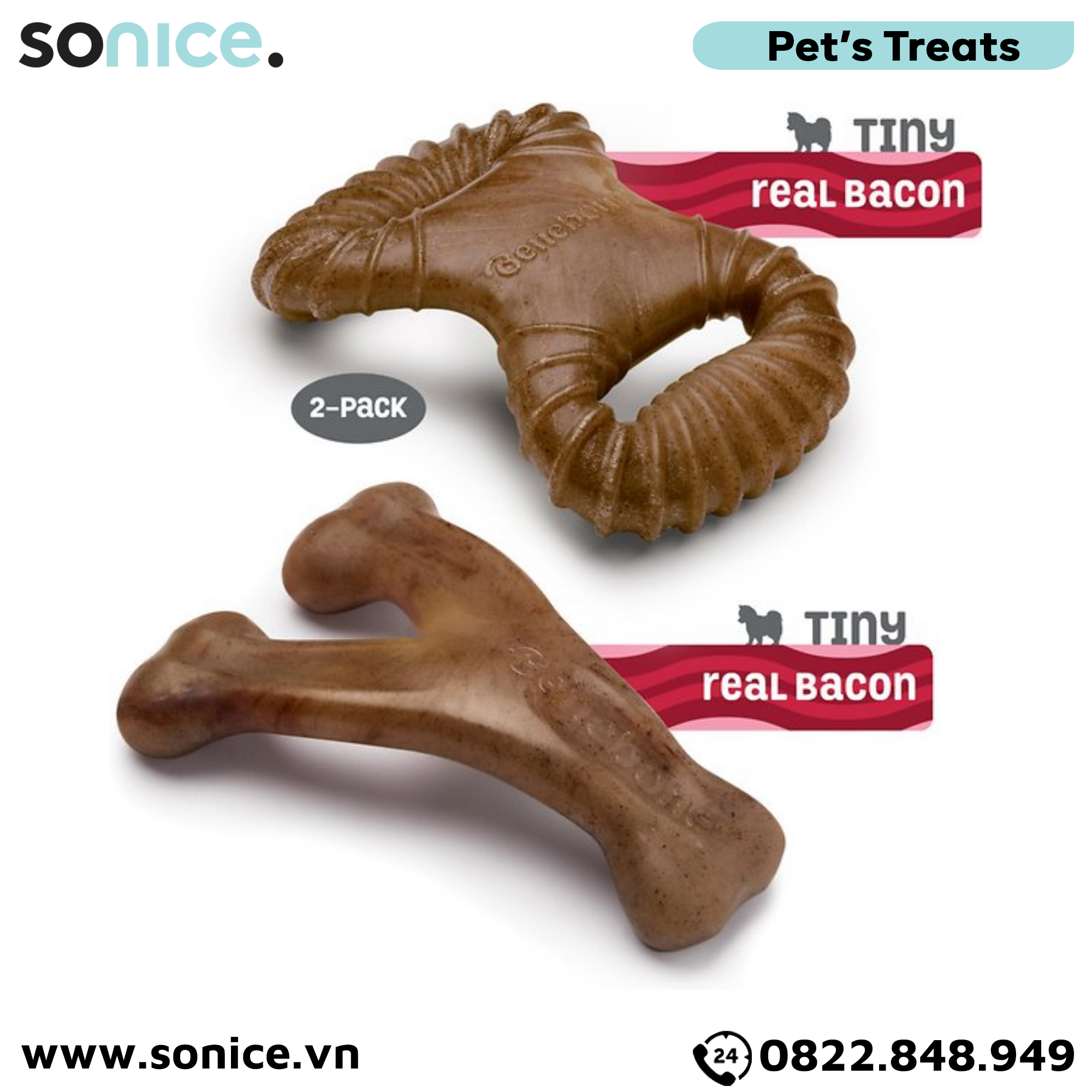  Combo 2 xương gặm BENEBONE Adult Bacon - Cho chó trưởng thành vị thịt xông khói SONICE. 