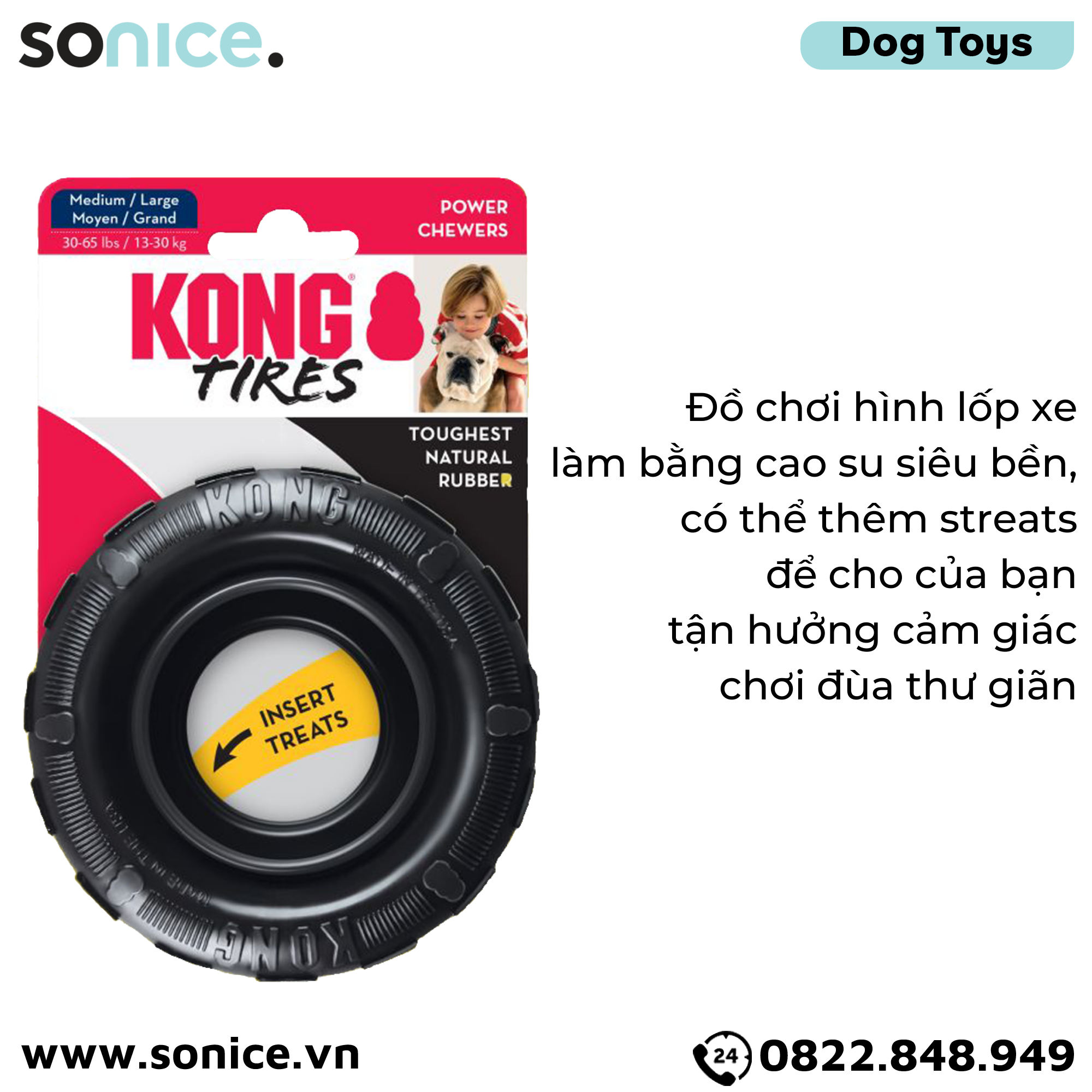  Đồ chơi Kong Tires Toys Medium Size - Cho chó 13-30kg, có thể nhét treats SONICE. 