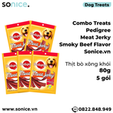  Combo Treats Pedigree Meat Jerky Smoky Beef Flavor 80g - 5 gói - Thịt bò xông khói SONICE. 