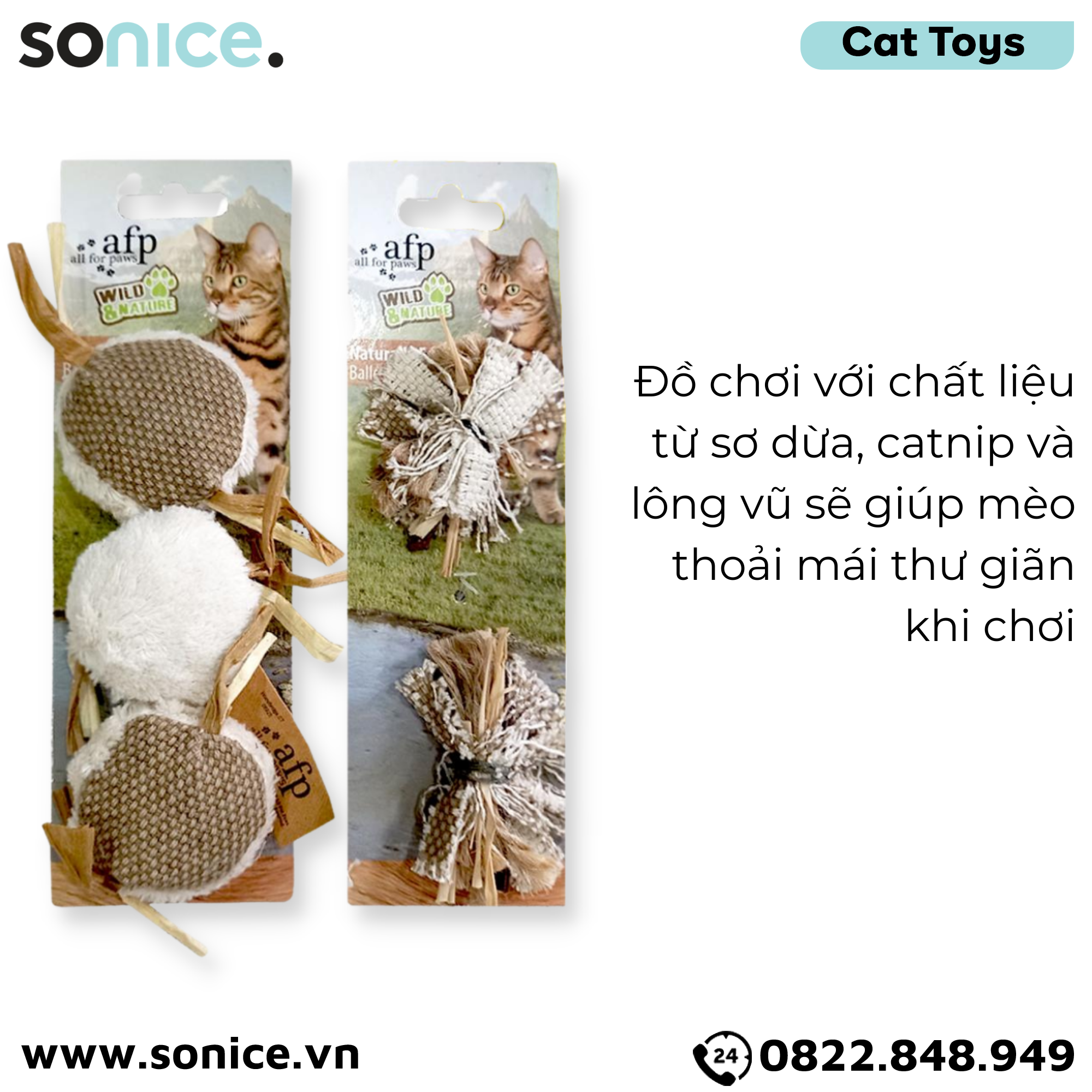  Đồ chơi mèo AFP Wild & Natural Toys - Banh tự nhiên SONICE. 