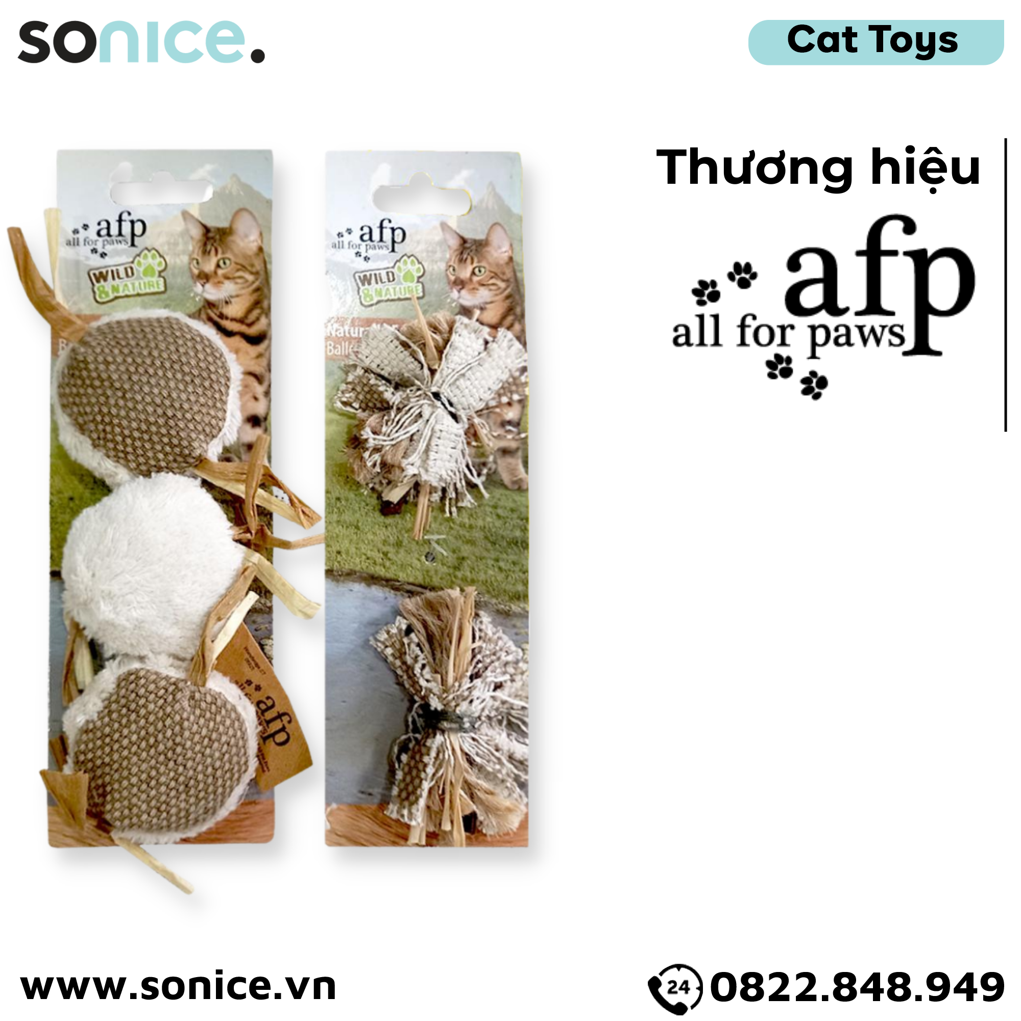  Đồ chơi mèo AFP Wild & Natural Toys - Banh tự nhiên SONICE. 