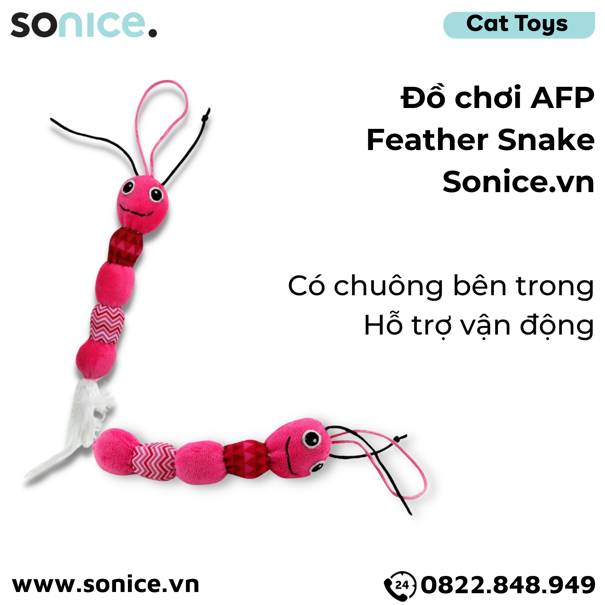  Đồ chơi AFP Feather Snake Toys - Có chuông, hỗ trợ vận động SONICE. 