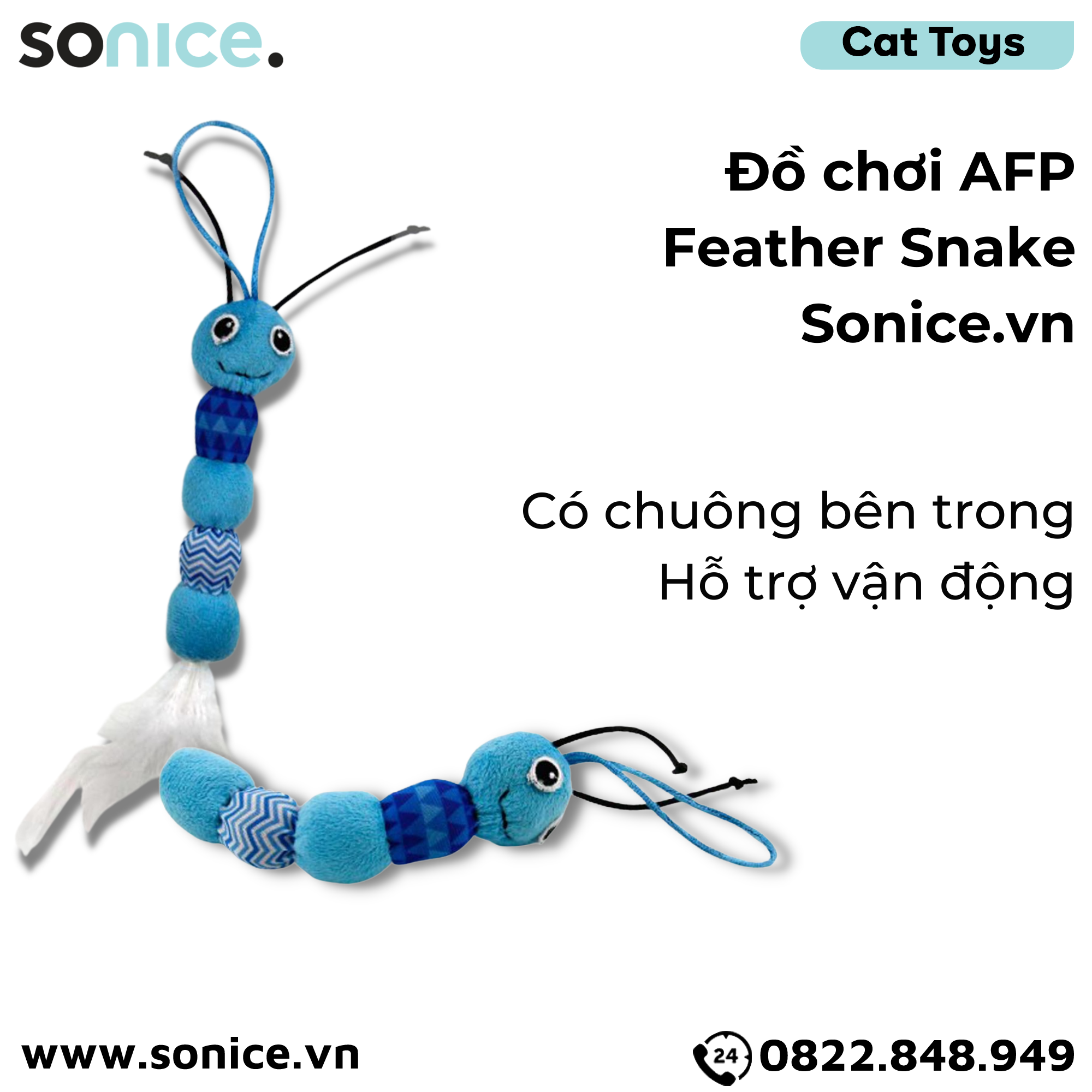  Đồ chơi AFP Feather Snake Toys - Có chuông, hỗ trợ vận động SONICE. 