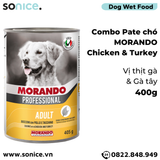  Combo Pate chó Morando Thịt Gà & Gà Tây, Thịt Heo, Thịt Vịt 400g - 18 lon SONICE. 