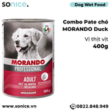  Combo Pate chó Morando Thịt Gà & Gà Tây, Thịt Heo, Thịt Vịt 400g - 18 lon SONICE. 