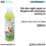  Sữa tắm ngăn ngừa ve cho chó/ mèo Beaphar Bio Shampoo 250ml SONICE. 