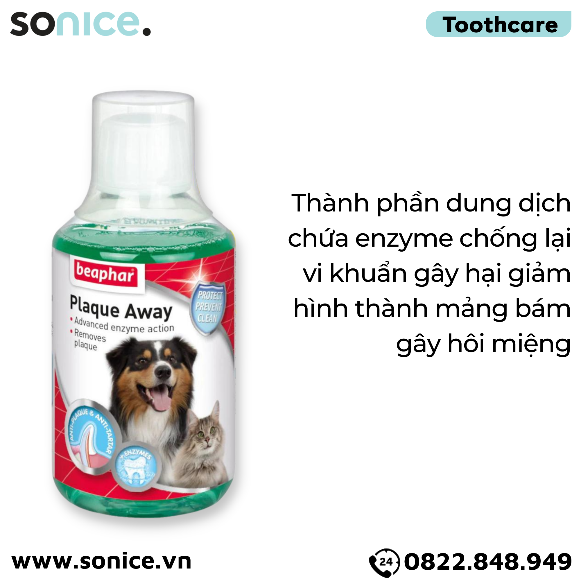  Dung dịch vệ sinh răng miệng Beaphar Plaque Away 250ml SONICE. 