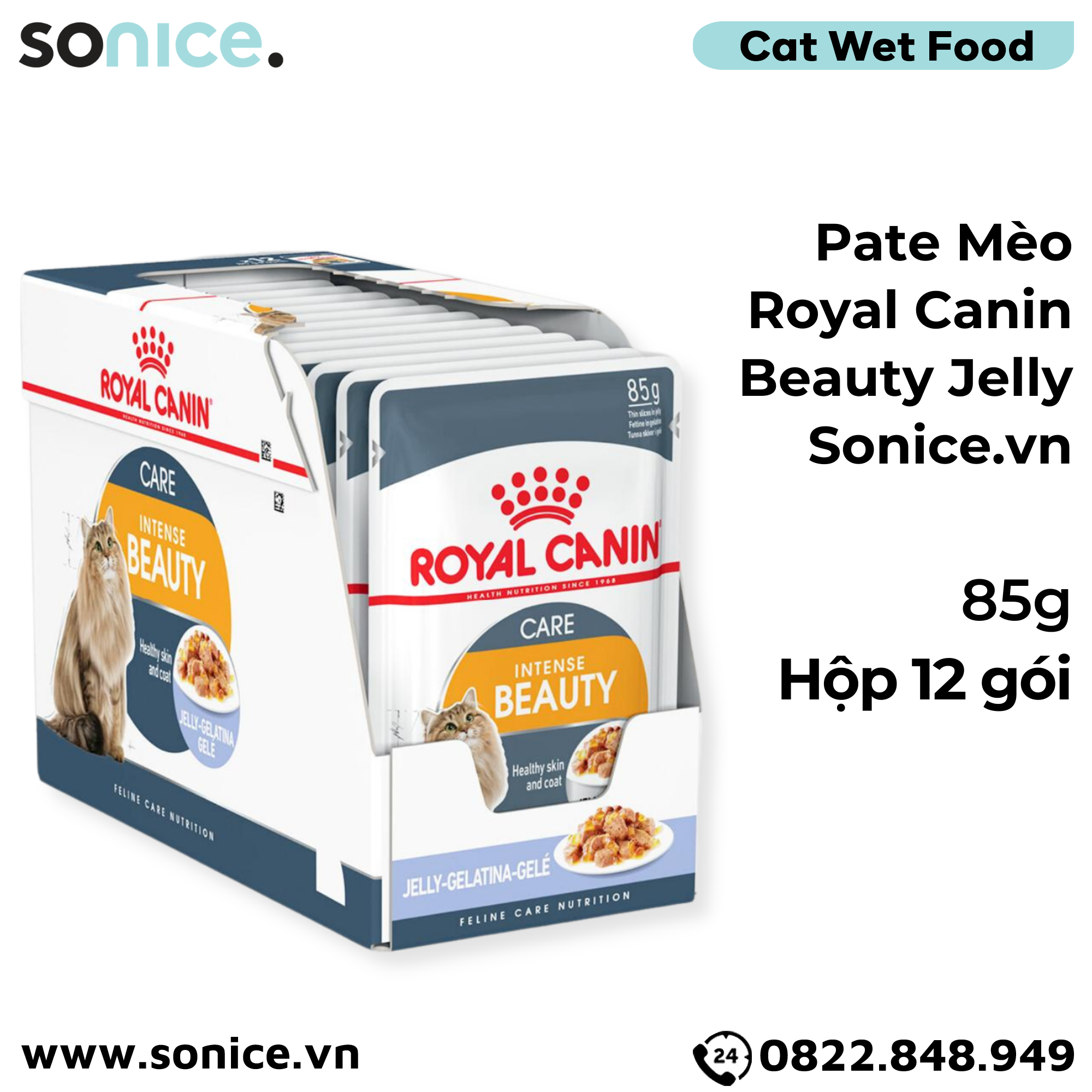  Pate mèo Royal Canin Beauty Jelly 85g - Hộp 12 gói SONICE. 