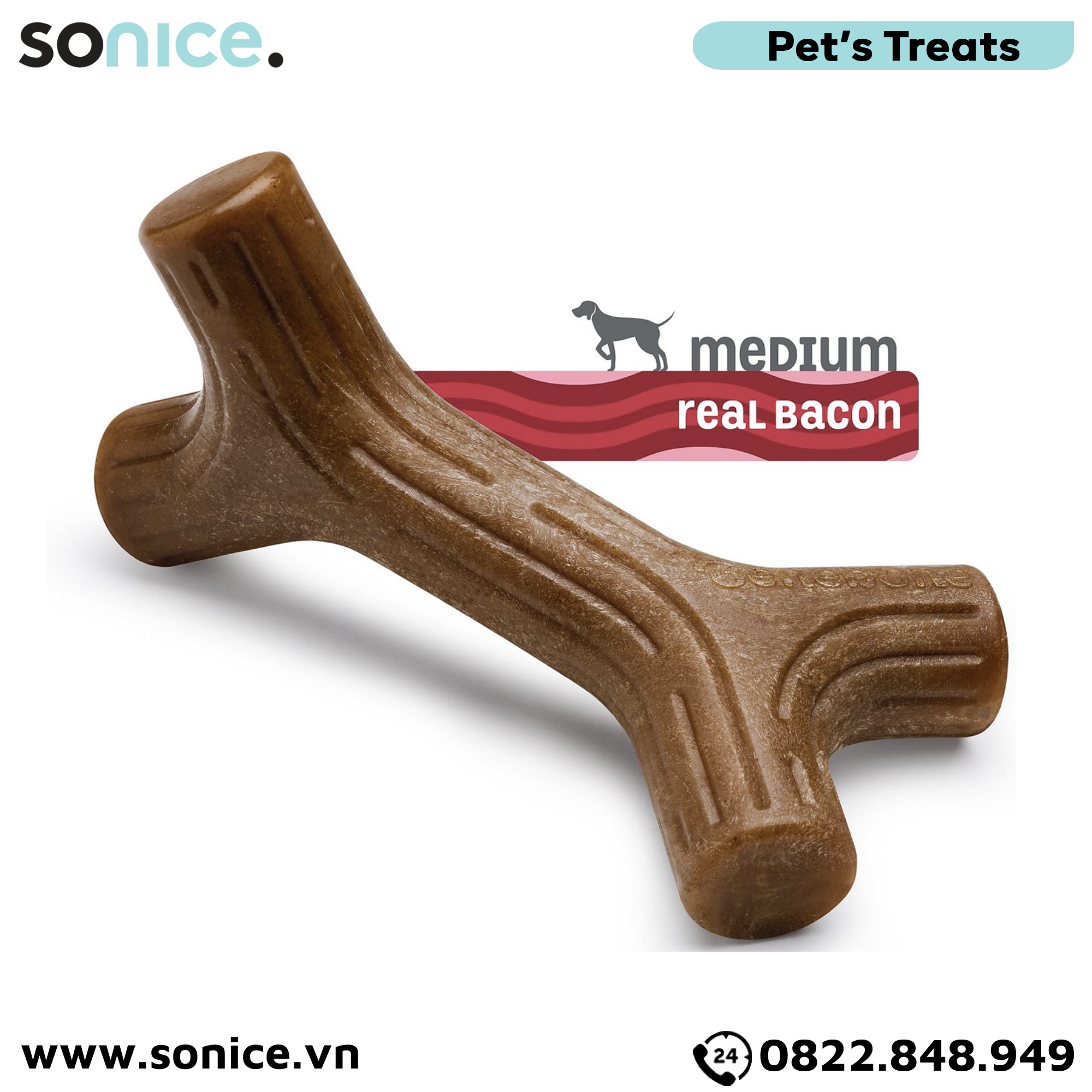  Xương gặm BENEBONE Bacon Stick Medium size cho chó <30kg - vị thịt xông khói SONICE. 