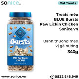  Treats mèo BLUE Bursts Paw Lickin Chicken 340g - bánh thưởng mèo vị gà nướng SONICE. 