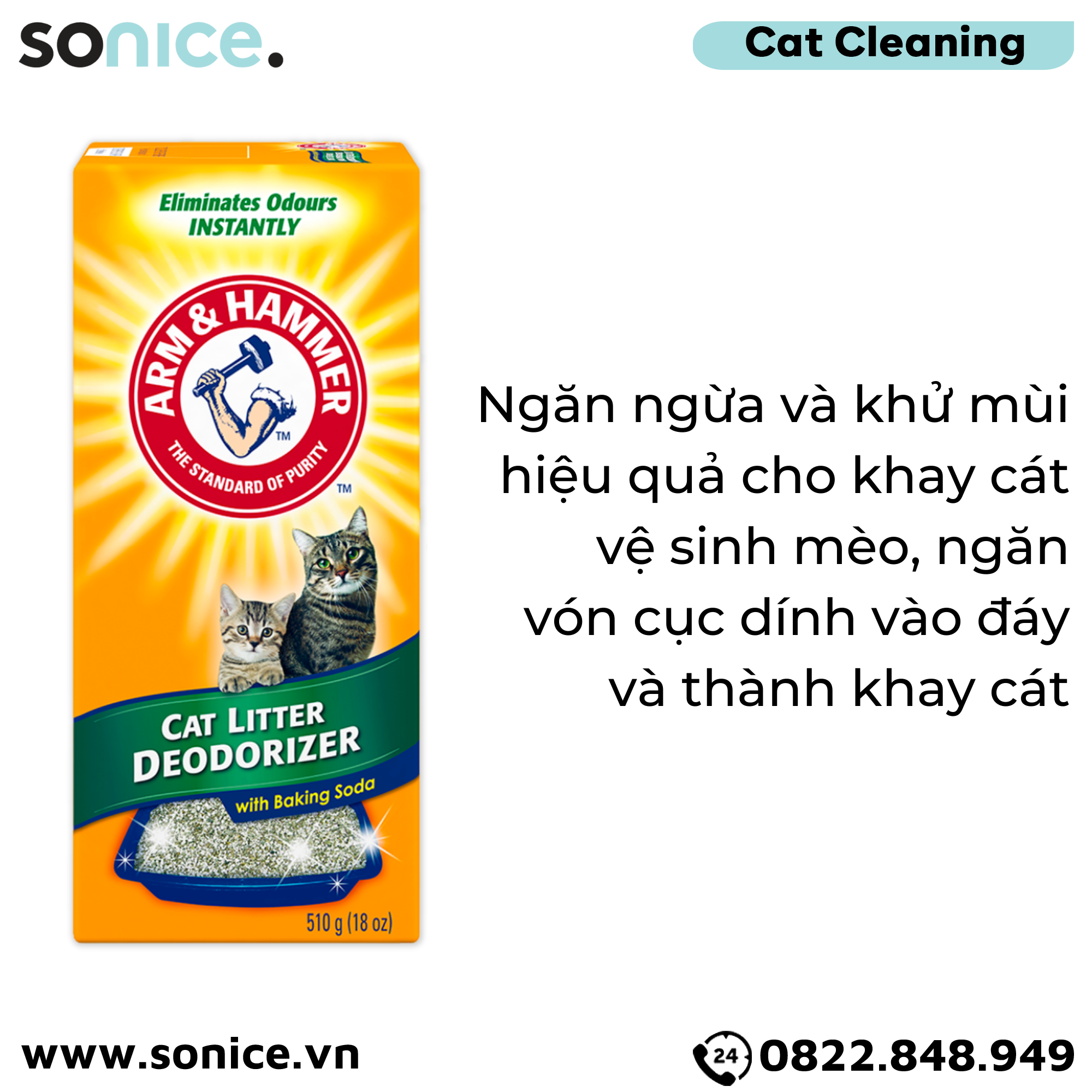  Bột khử mùi Cat Litter ARM & HAMMER Deodorizer Powder 510g - Nhập USA SONICE. 