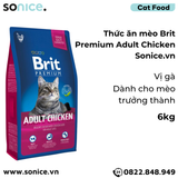  Thức ăn mèo Brit Premium Adult Chicken 6kg - Dành cho mèo trưởng thành vị Gà SONICE. 