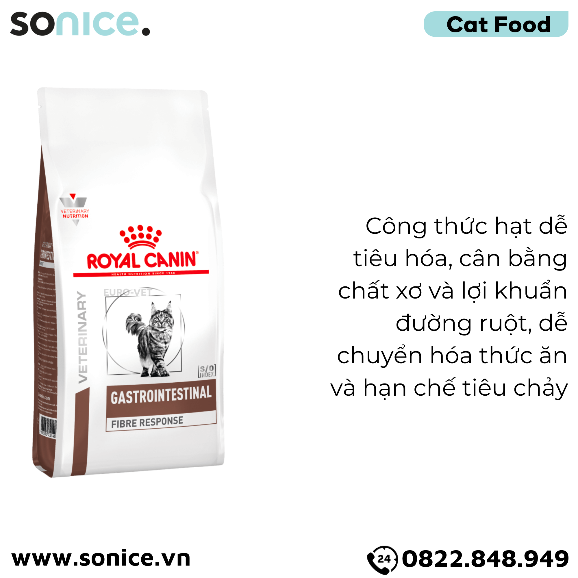  Thức ăn mèo Royal Canin Gastrointestinal Fibre Response 6kg - Hỗ trợ tiêu hoá SONICE. 