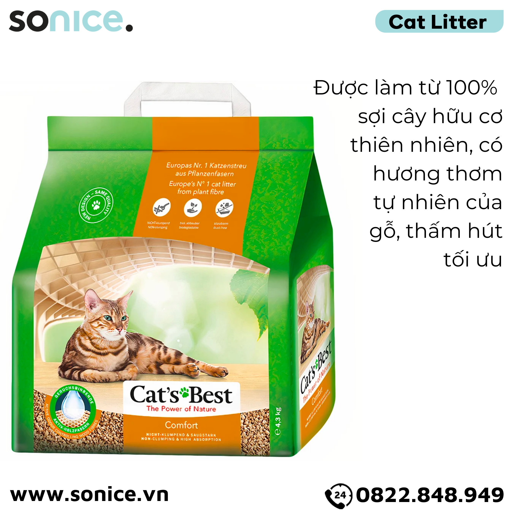  Cát vệ sinh cho mèo CAT’s BEST Comfort 4.3kg - nhập Germany Catsbest SONICE. 