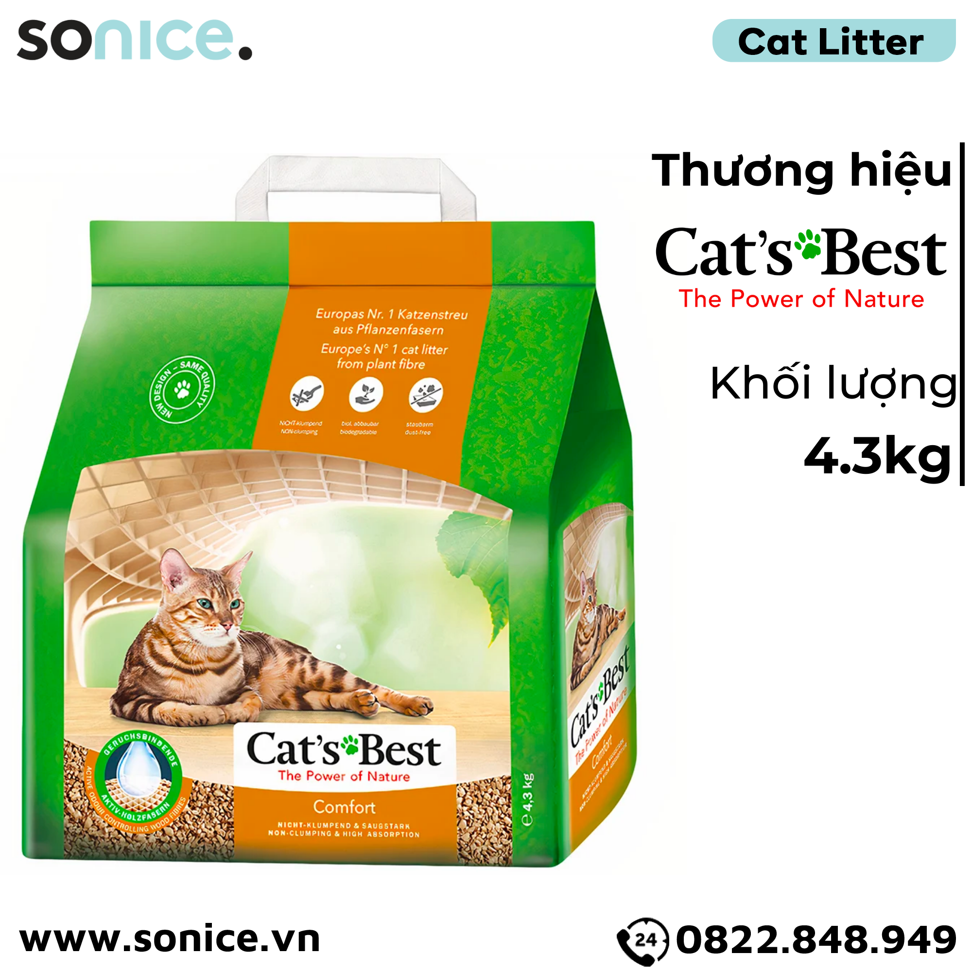  Cát vệ sinh cho mèo CAT’s BEST Comfort 4.3kg - nhập Germany Catsbest SONICE. 